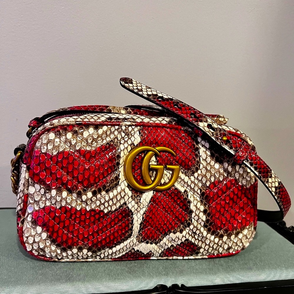Gucci GG Marmont Python Crossbody/Shoulder Adjustable Bag